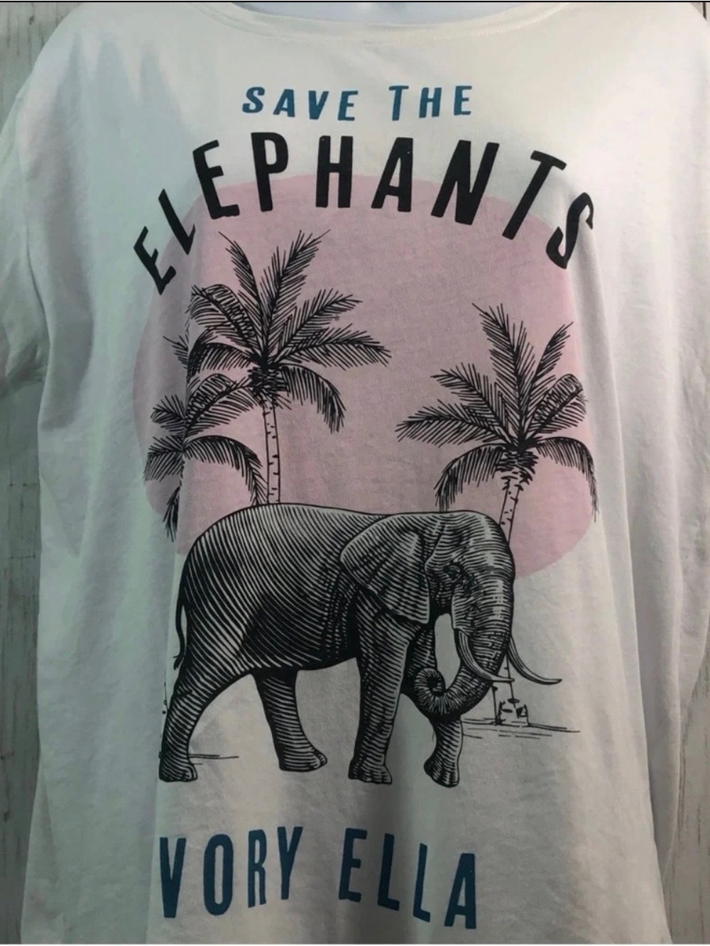 Ivory Ella White Tee with Gray Elephant Logo